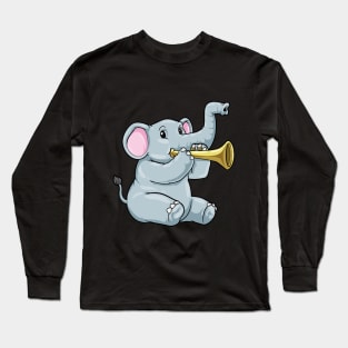 Elephant as musician with trumpet Long Sleeve T-Shirt